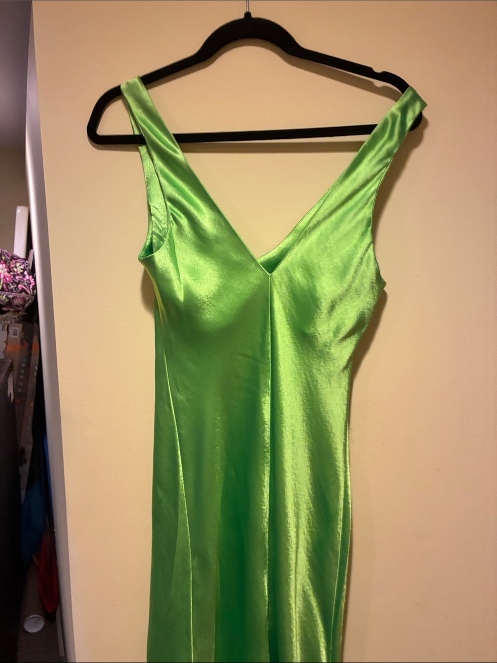 NWT Green Satin V-Neck Slip Dress Sexy Mob Wife S - Picture 12 of 14